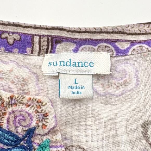 Sundance Floral Embroidered Paisley Print Tunic Top Size Large Multicolor Boho - Picture 7 of 10